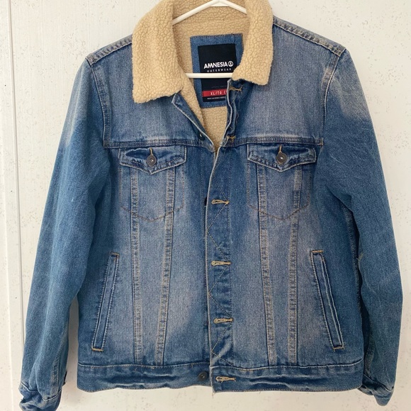 Amnesia outerwear:Shearling lined jean jacket - Picture 1 of 4